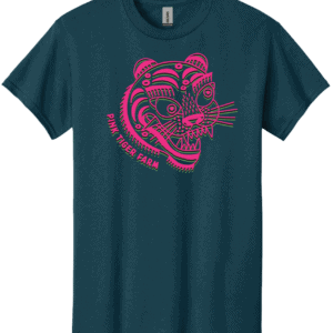 Pink Tiger Farm Multicolor Logo on Midnight Color Gilden 100% Cotton T-Shirt