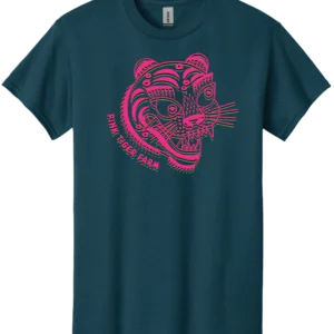 Pink Tiger Farm Multicolor Logo on Midnight Color Gilden 100% Cotton T-Shirt